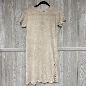 Mystery Jane Tan Gold Shimmer Tunic Size S/M NWT